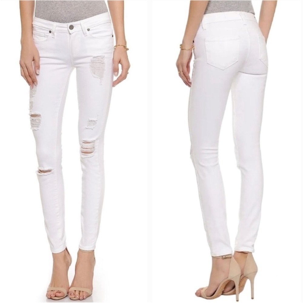 PAIGE Verdugo Crop Crystal White Destroyed Jeans